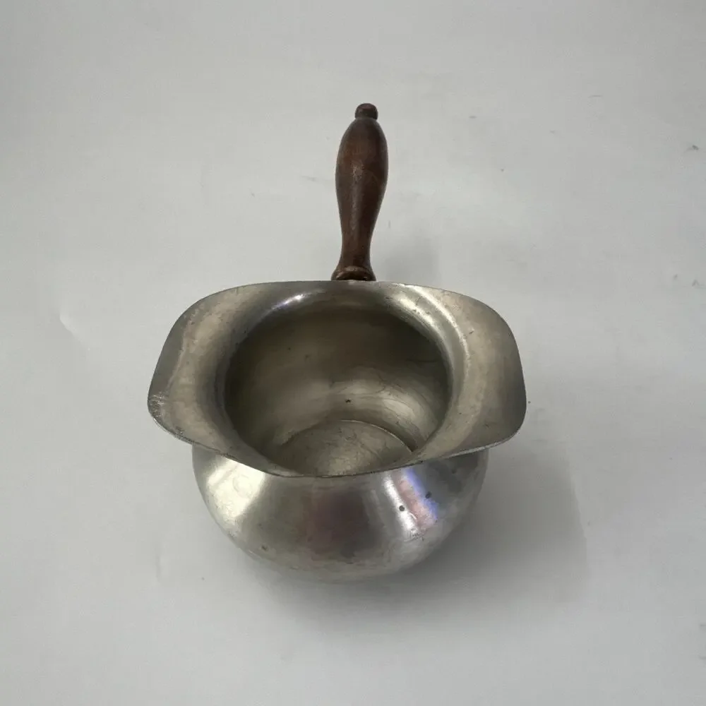 VTG Web Pewter 1175 Double Spout Butter Brandy Candy Warmer Wood Handle - Picture 3 of 12